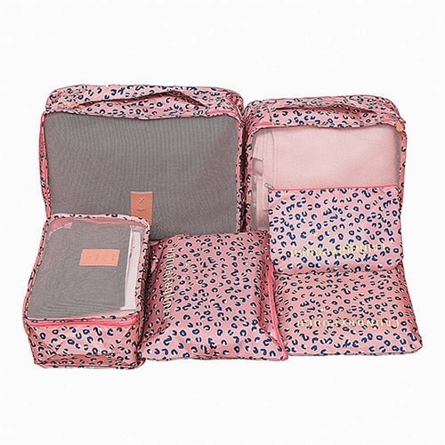 6Pcs Travel Clothes Storage Bags Shoes Toiletry Luggage Suitcase Organizer Set Cosmetic Wardrobe