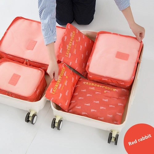 6Pcs Travel Clothes Storage Bags Shoes Toiletry Luggage Suitcase Organizer Set Cosmetic Wardrobe