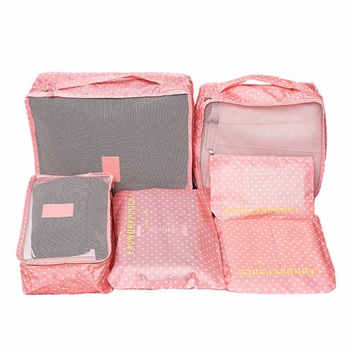 6Pcs Travel Clothes Storage Bags Shoes Toiletry Luggage Suitcase Organizer Set Cosmetic Wardrobe