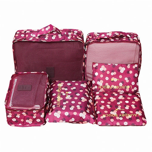 6Pcs Travel Clothes Storage Bags Shoes Toiletry Luggage Suitcase Organizer Set Cosmetic Wardrobe
