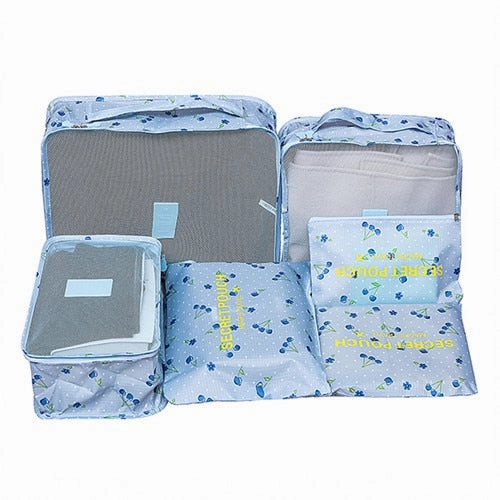 6Pcs Travel Clothes Storage Bags Shoes Toiletry Luggage Suitcase Organizer Set Cosmetic Wardrobe