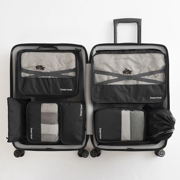 7pcs/set Men Travel Bags Sets Waterproof Packing Cube Portable Clothing Sorting Organizer Women