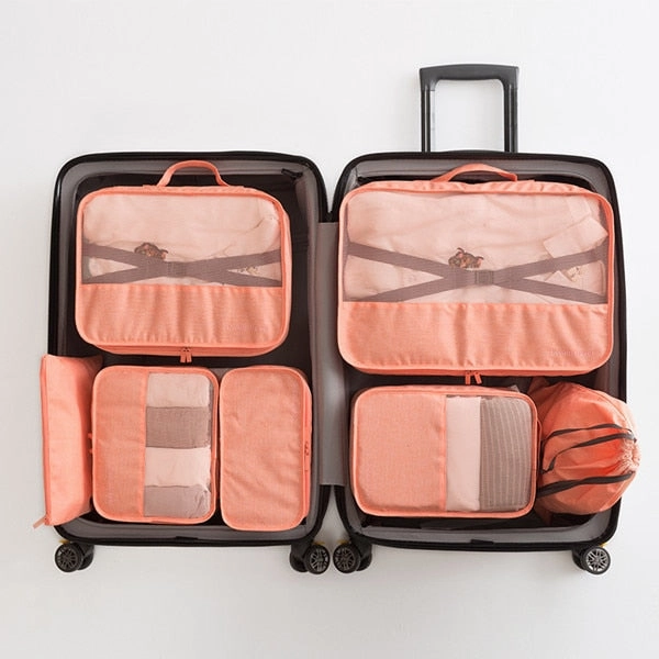 7pcs/set Men Travel Bags Sets Waterproof Packing Cube Portable Clothing Sorting Organizer Women