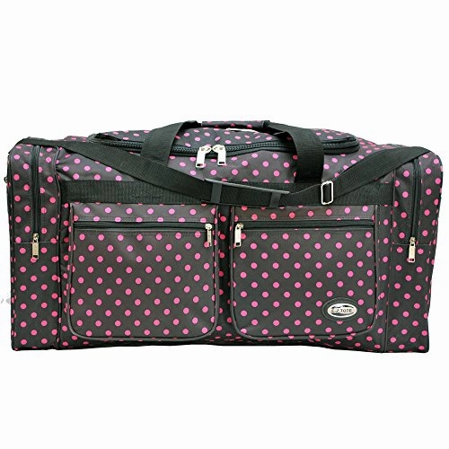 "E-Z Tote" Polka Dots Duffle Bag/Gym Bag/Travel Bag Size 30" with 4 Colors (Black/Pink Dots)