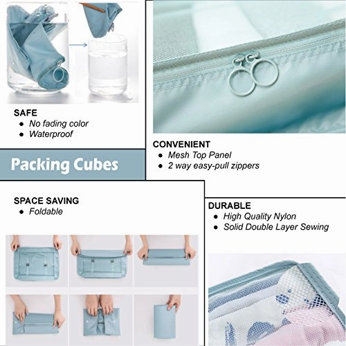 Adwaita 6 Set Packing Cubes, Travel Luggage Packing Organizers (Grey)