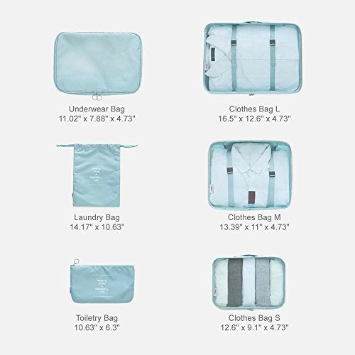 Adwaita 6 Set Packing Cubes, Travel Luggage Packing Organizers (Grey)