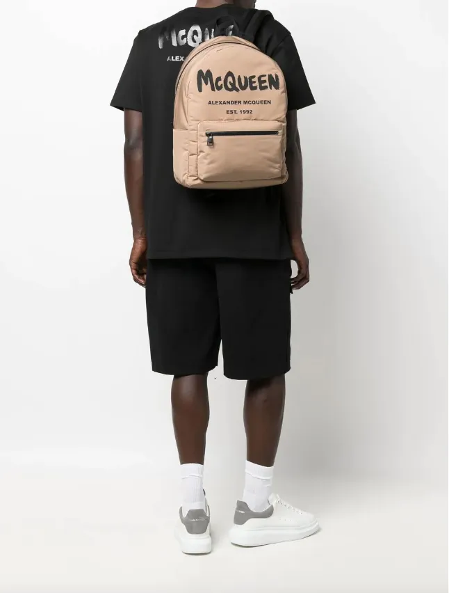 Alexander McQueen logo-print detail backpack
