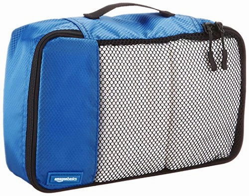Amazon Basics Small Packing Travel Organizer Cubes Set, Blue - 4-Piece Set