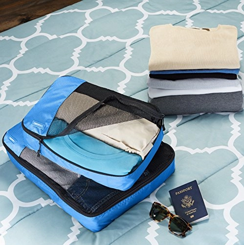 Amazonbasics 4-Piece Packing Cube Set - 2 Medium And 2 Large, Blue