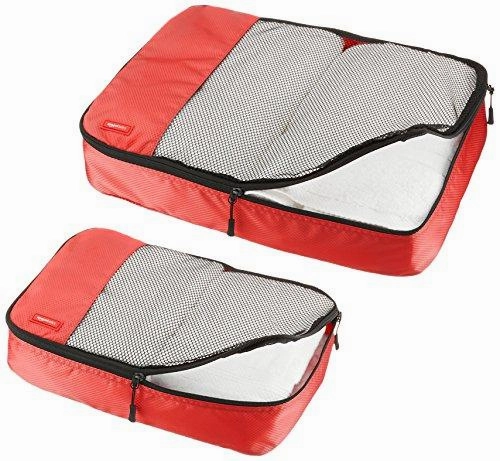 Amazonbasics 4-Piece Packing Cube Set - 2 Medium And 2 Large, Red