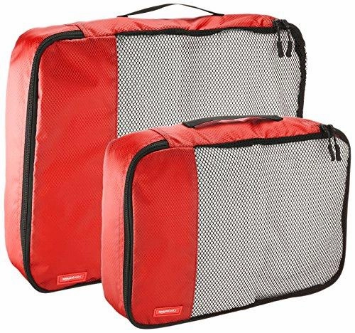 Amazonbasics 4-Piece Packing Cube Set - 2 Medium And 2 Large, Red