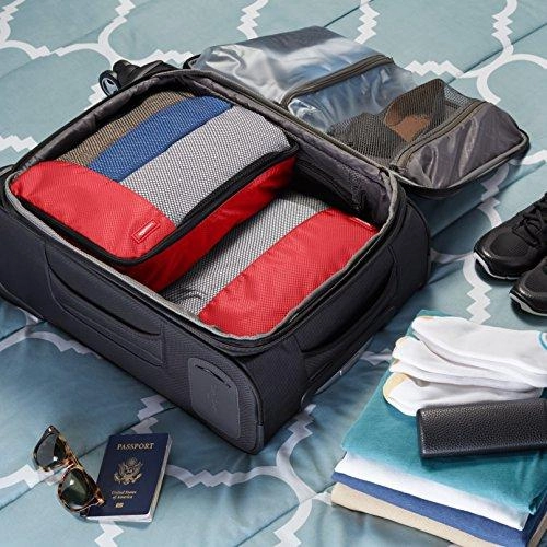 Amazonbasics 4-Piece Packing Cube Set - 2 Medium And 2 Large, Red