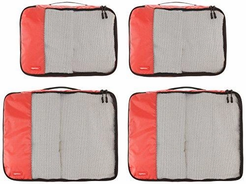 Amazonbasics 4-Piece Packing Cube Set - 2 Medium And 2 Large, Red