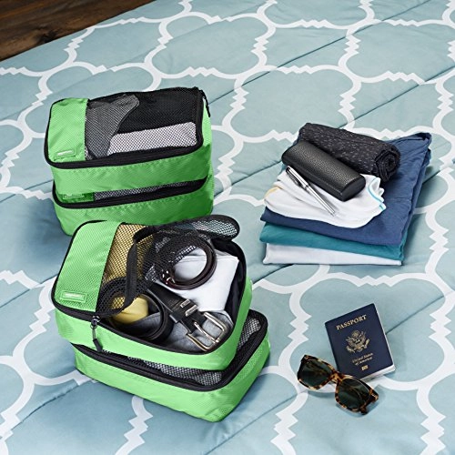 AmazonBasics Small Packing Cubes - 4 Piece Set, Green