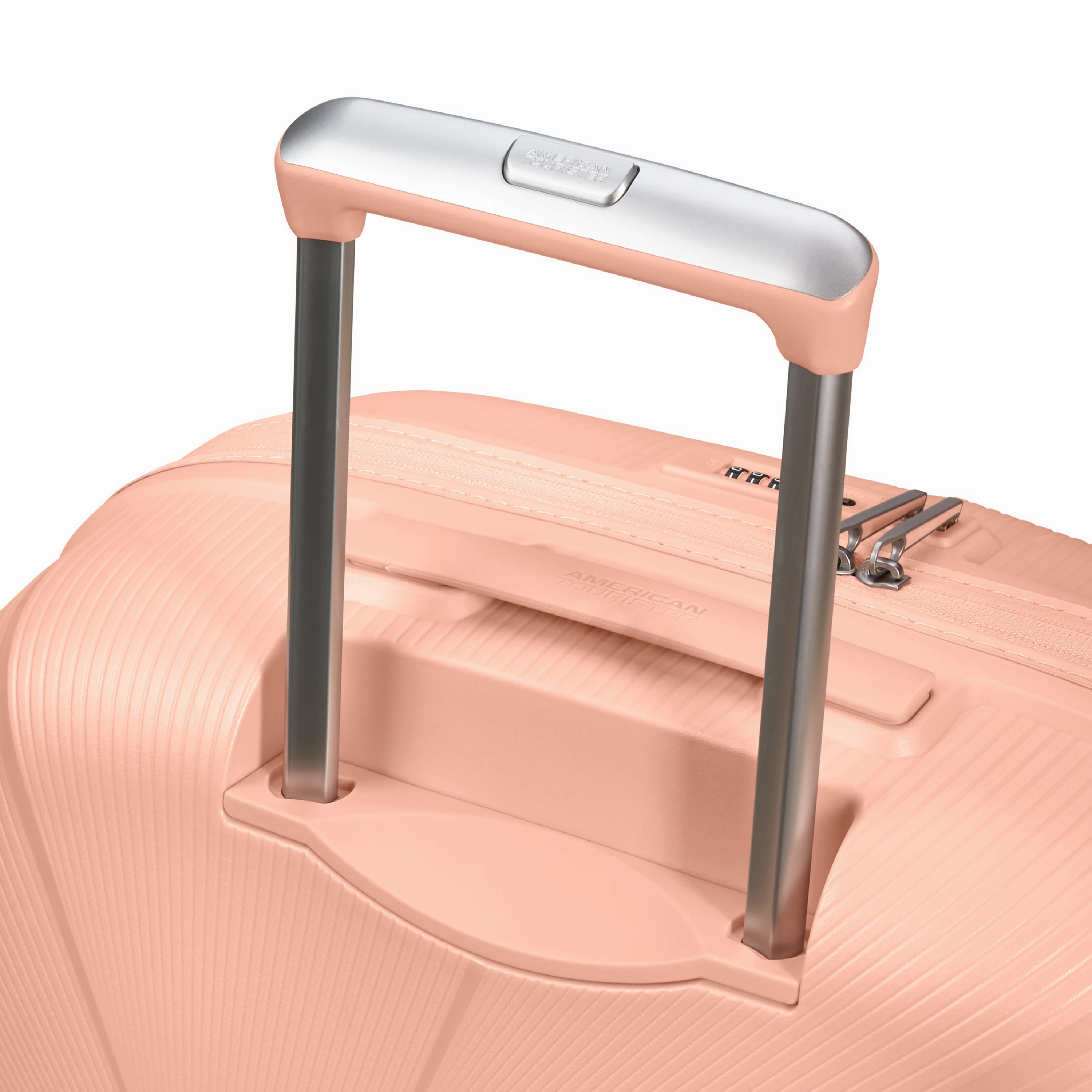 American Tourister StarVibe Spinner Medium Expandable Luggage - Metallic Peach
