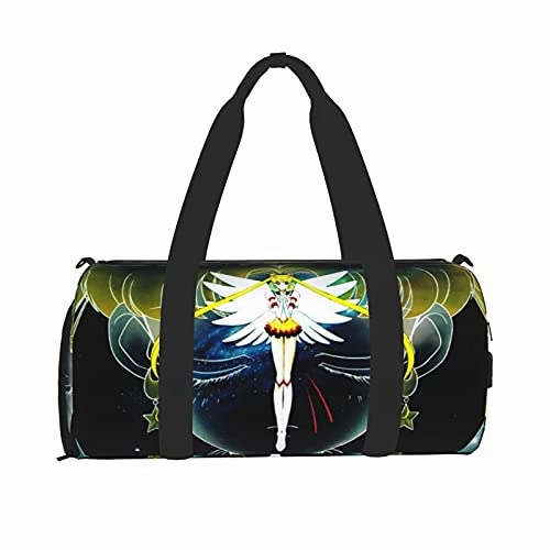 Anime Sai-lor Mo-on Sports Gym Bag with Wet Pocket & Shoes Compartment, Travel Duffel Bag Workout Bag for Men and Women