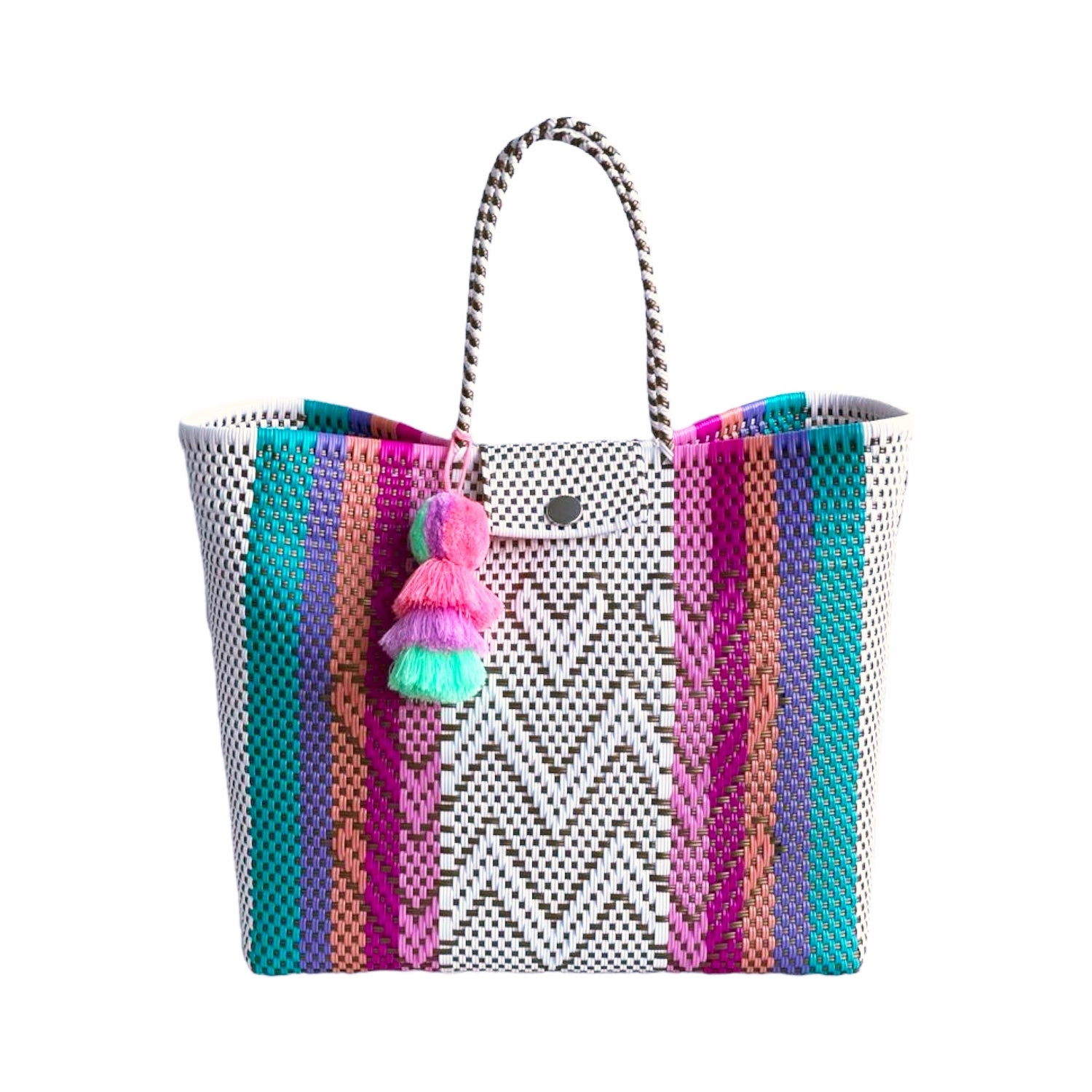 Aqua Rainbow Hearts Citron Tote