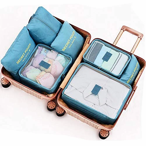 Aschic 7 Set Travel Storage Bags Packing cubes Multi-functional Clothing Sorting Packages, Travel Packing Pouches (Blue)
