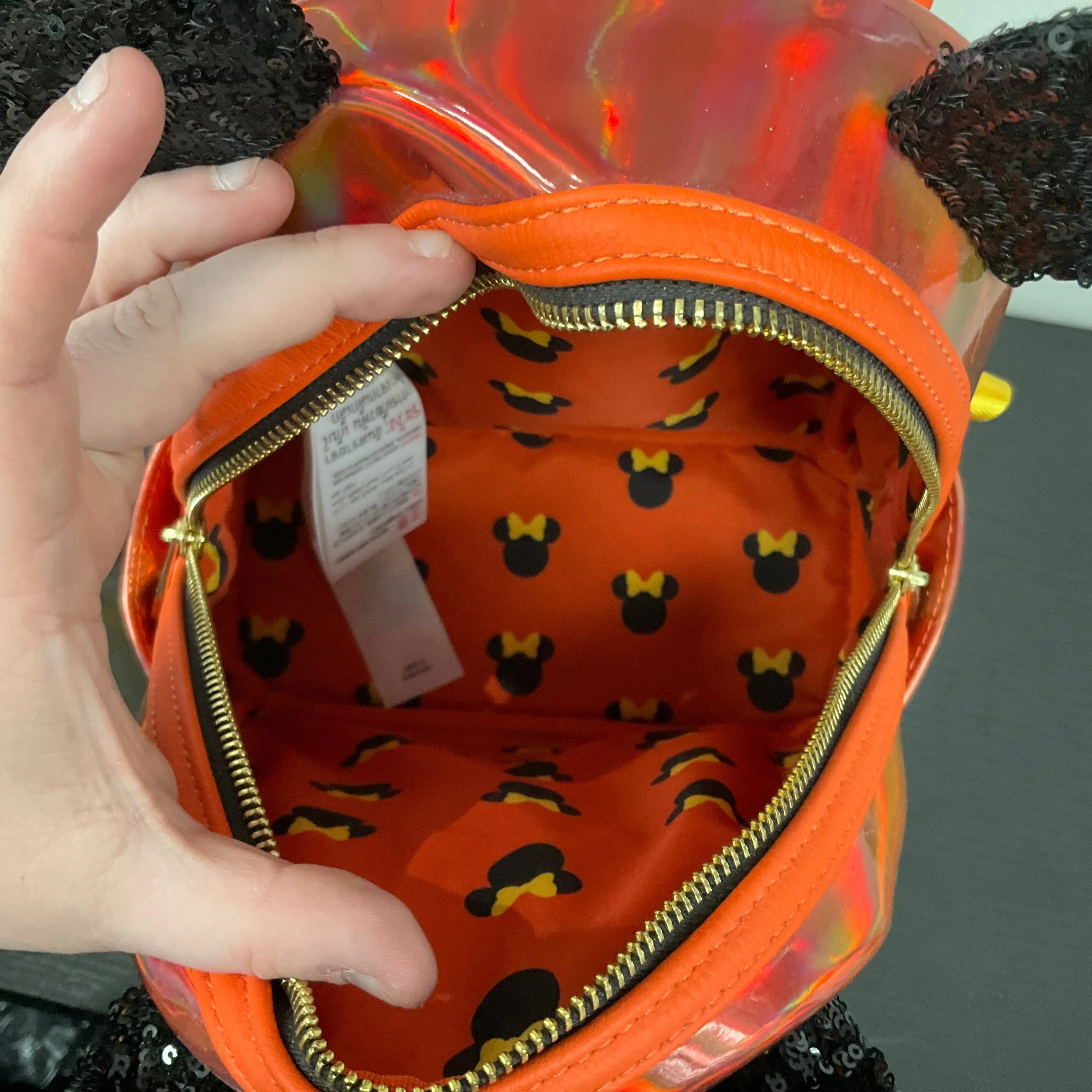 BACKPACK by LOUNGEFLY In IRIDESCENT ORANGE, Size: MEDIUM