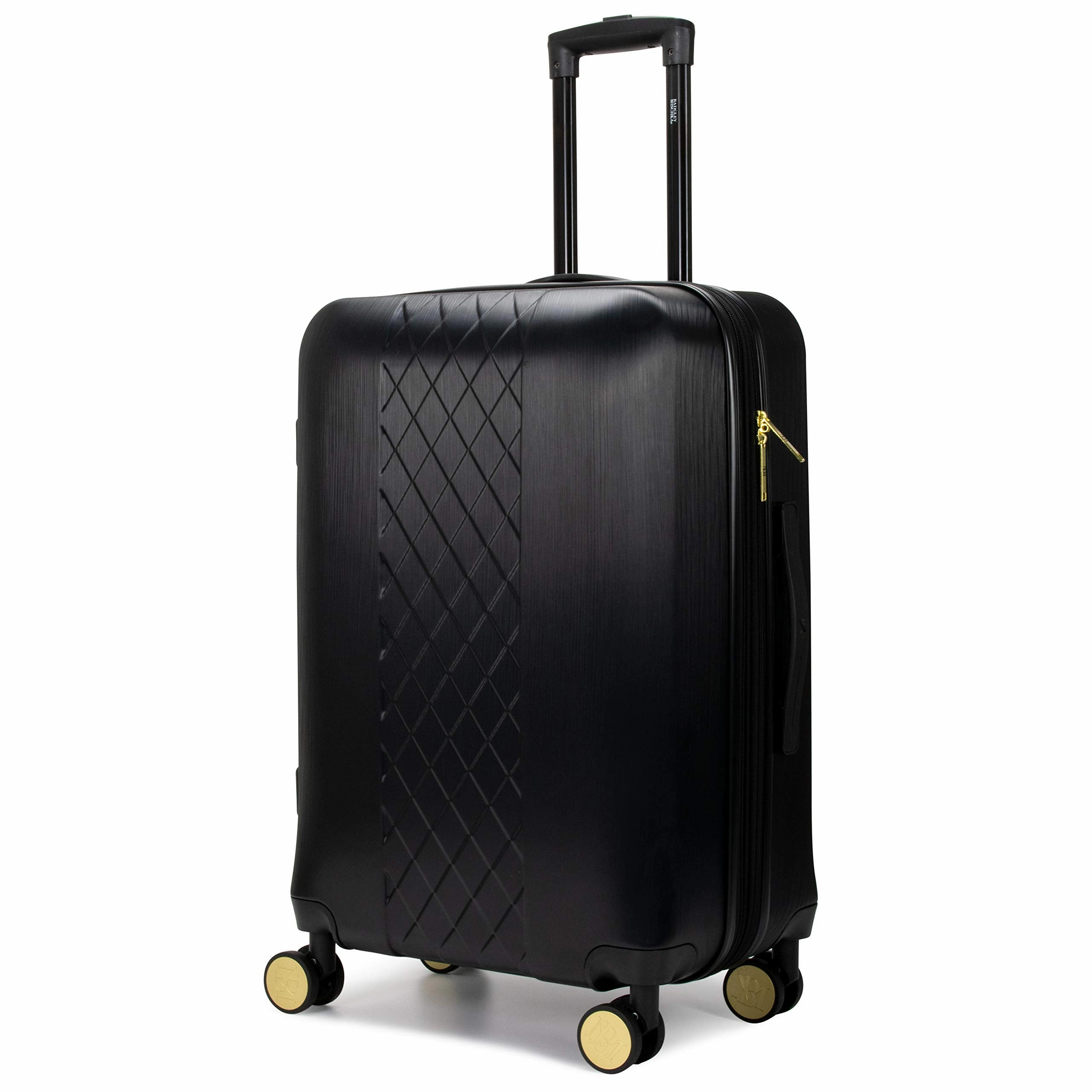 Badgley Mischka Diamond Hard Expandable Spinner Suitcase (Black, Medium)