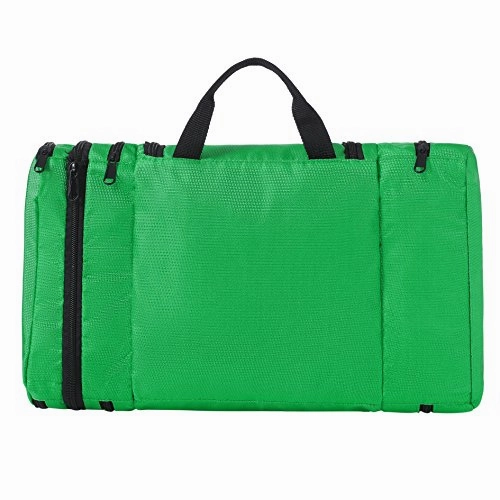 Bagail Men & Women Waterproof Flat Toiletry Kit, Portable and Spacious Travel Cosmetic Organizer Bag for Travel Accessories,Personal Items, Makeup and Shaving Green