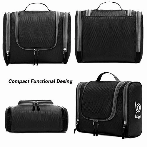 Bago Hanging Toiletry Bag For Men & Women - Toiletries Travel Organizer (Black)