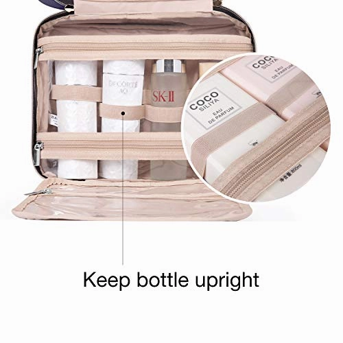 BAGSMART Toiletry Bag Travel Bag with Hanging Hook, Water-resistant Makeup Cosmetic Bag Travel Organizer for Accessories, Shampoo, Full Sized Container, Toiletries, Large