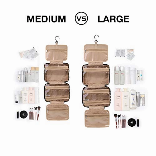 BAGSMART Toiletry Bag Travel Bag with Hanging Hook, Water-resistant Makeup Cosmetic Bag Travel Organizer for Accessories, Shampoo, Full Sized Container, Toiletries, Large