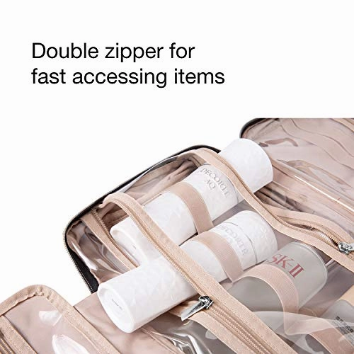 BAGSMART Toiletry Bag Travel Bag with Hanging Hook, Water-resistant Makeup Cosmetic Bag Travel Organizer for Accessories, Shampoo, Full Sized Container, Toiletries, Large