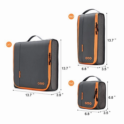 BAGSMART Travel Packing Cubes 3 Sizes Portable Luggage Organizer for Carry-on Accessories, 6 Sets