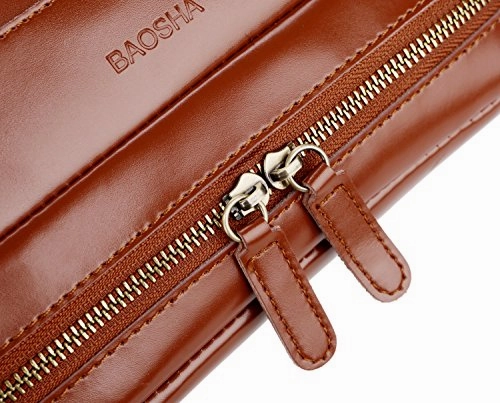 Baosha Xs-02 Genuine Leather Travel Toiletry Bag Shaving Kit Cosmetic Makeup Bag (Brown)