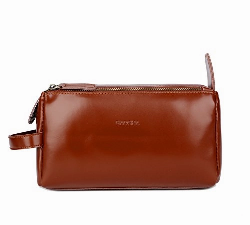 Baosha Xs-03 Leather Travel Toiletry Bag Shaving Dopp Kit Cosmetic Organizer Bags For Men And Women