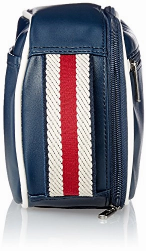 Ben Sherman Regent's Park Faux Leather Single Compartment Zip Around Travel Kit, Navy/White