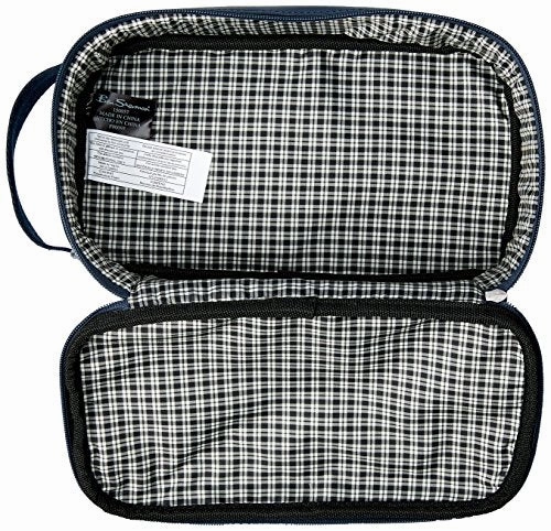 Ben Sherman Regent's Park Faux Leather Single Compartment Zip Around Travel Kit, Navy/White