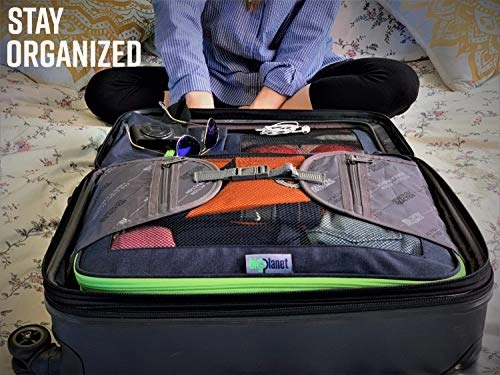 BigPlanet 5 Piece Set - Compression Packing Cubes For Travel, Laundry & Shoe Organizer Bags - Water