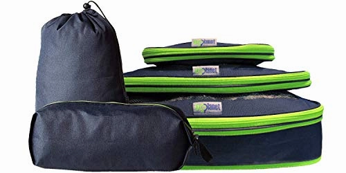 BigPlanet 5 Piece Set - Compression Packing Cubes For Travel, Laundry & Shoe Organizer Bags - Water