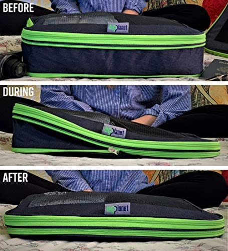 BigPlanet 5 Piece Set - Compression Packing Cubes For Travel, Laundry & Shoe Organizer Bags - Water