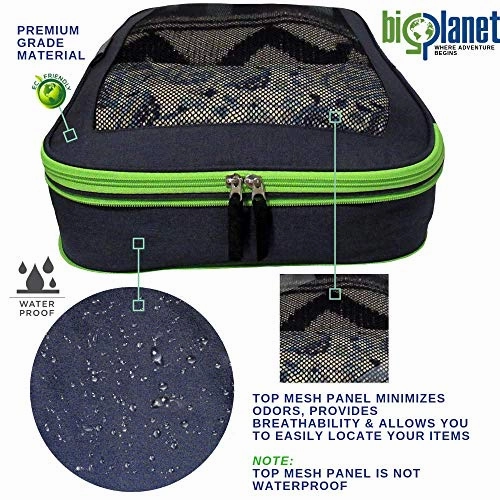 BigPlanet 5 Piece Set - Compression Packing Cubes For Travel, Laundry & Shoe Organizer Bags - Water