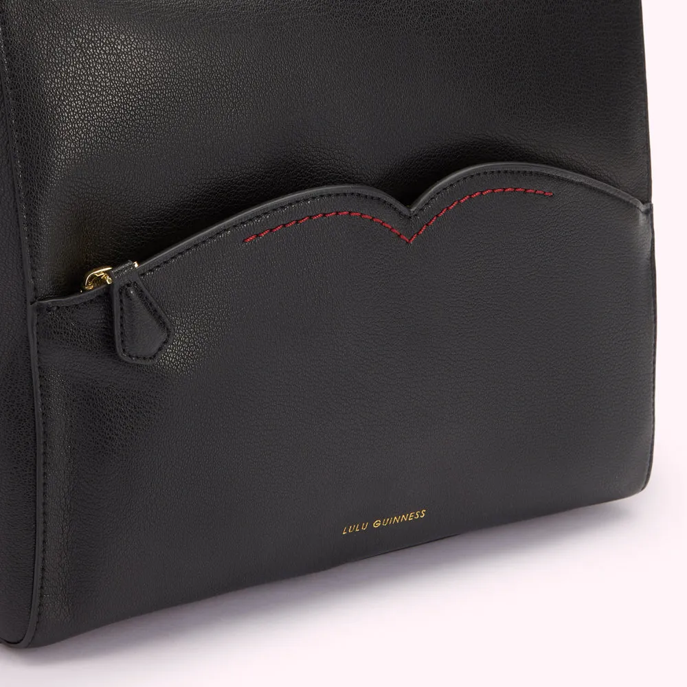 BLACK LEATHER DENISE SHOULDER BAG
