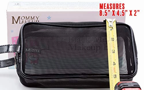 Black Mesh Makeup Bag, Cosmetic Bag, Toiletry Bag, Travel-friendly, Series 2 by Mommy Makeup.