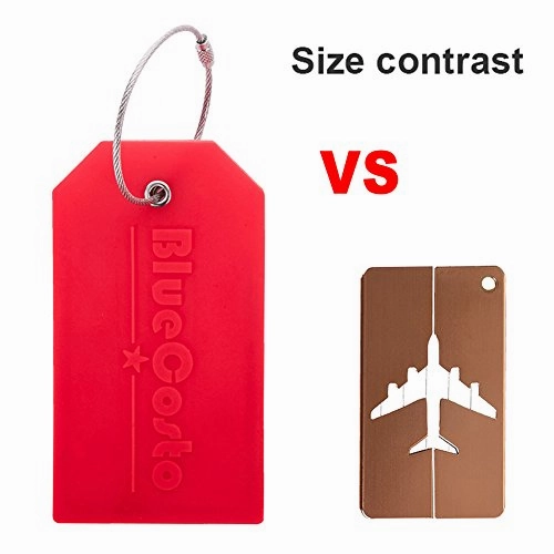 Bluecosto 5X Luggage Tags Travel Bag Suitcase Labels W/ Privacy Cover - Red