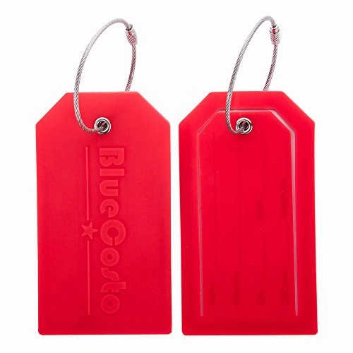 Bluecosto 5X Luggage Tags Travel Bag Suitcase Labels W/ Privacy Cover - Red