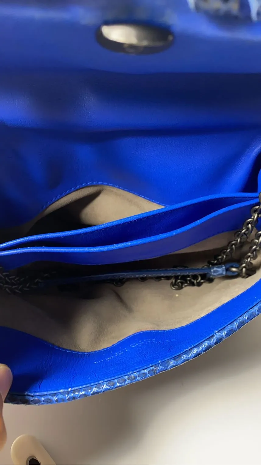 Bottega Veneta Olympia Python Leather Blue Shoulder Bag