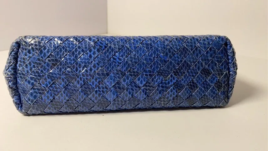Bottega Veneta Olympia Python Leather Blue Shoulder Bag