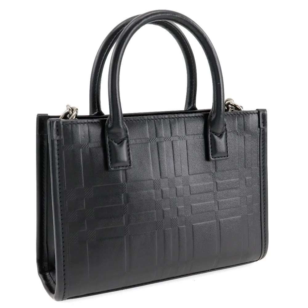 BURBERRY Handbag Calfskin black 2WAYShoulder Embossed Check