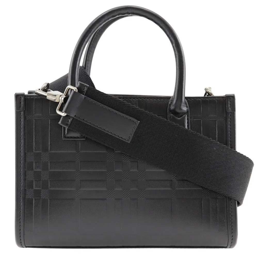 BURBERRY Handbag Calfskin black 2WAYShoulder Embossed Check