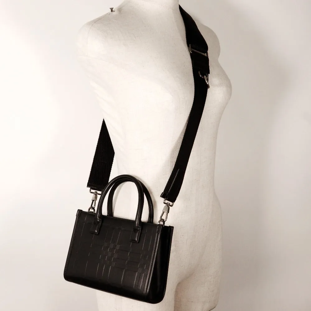 BURBERRY Handbag Calfskin black 2WAYShoulder Embossed Check