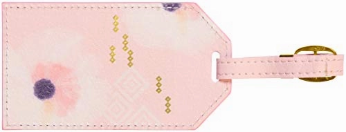 C.R. Gibson Women's White, Pink, and Gold Leatherette Luggage Tag, 2.5" W X 4.25" L