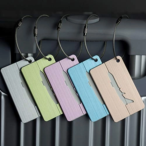 Carise New Brushed Aluminium Luggage Tags Suitcase Label Address ID Baggage Tag Travel