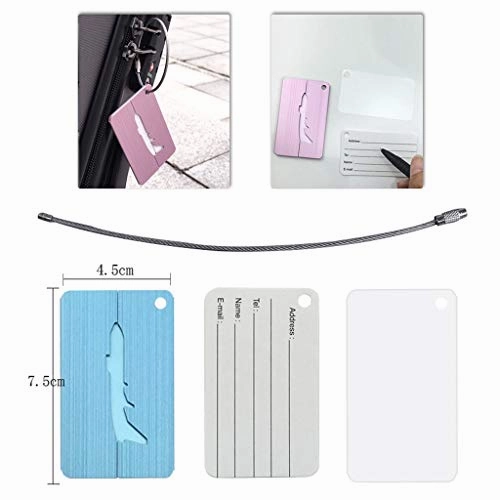 Carise New Brushed Aluminium Luggage Tags Suitcase Label Address ID Baggage Tag Travel